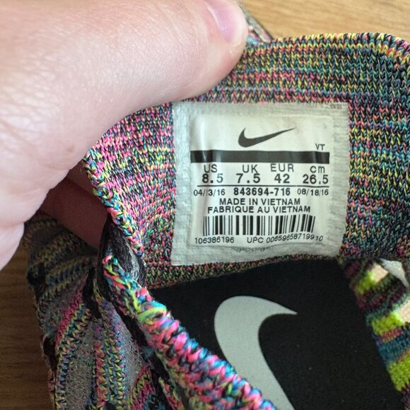 Nike Train Ultrafast Flyknit Volt Athletic Running Shoes Multi Men’s Size 8.5 - Picture 9 of 9